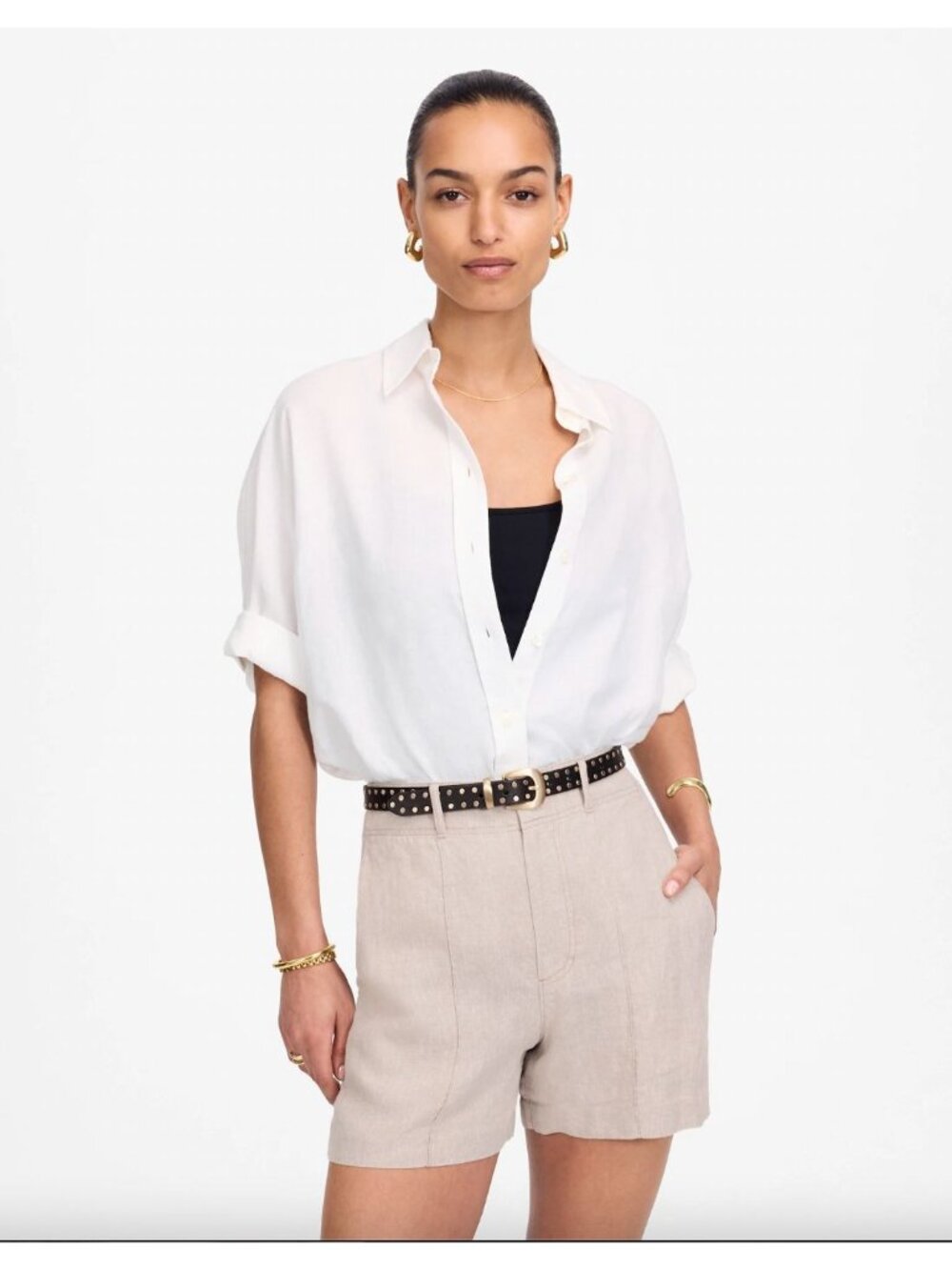 Madewell Pintucked Shorts 10 Linen Oat Minimalist Contemporary Lightweight